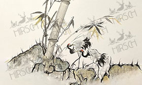 Cranes with bamboo